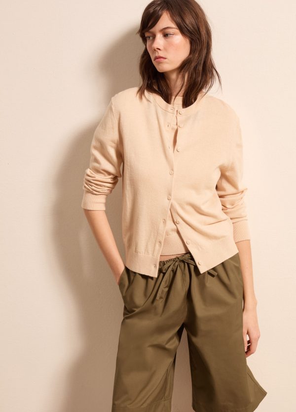 Cardigan in lana, cotone e cashmere