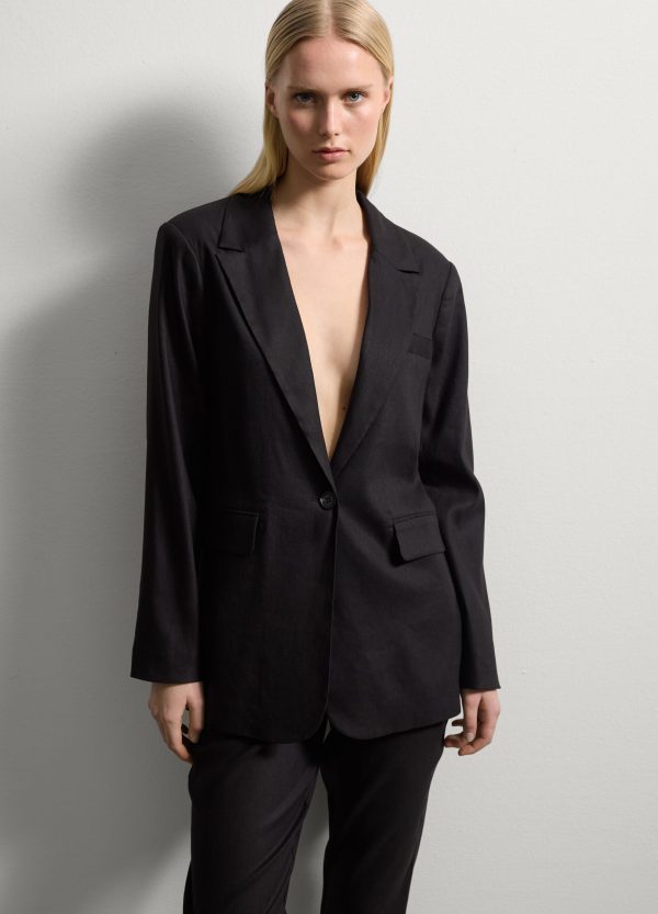 Blazer monopetto in lino e viscosa stretch - Image 2
