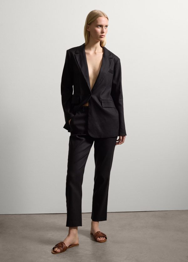 Blazer monopetto in lino e viscosa stretch - Image 3