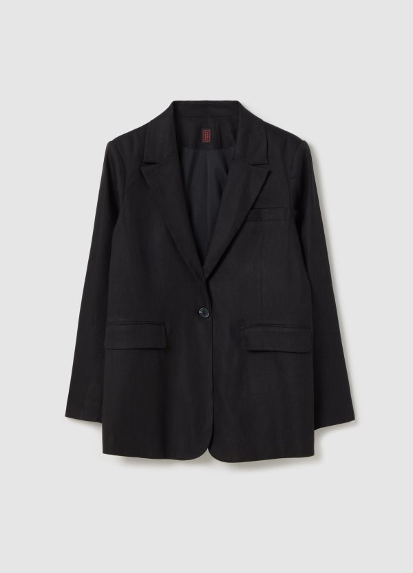 Blazer monopetto in lino e viscosa stretch - Image 5