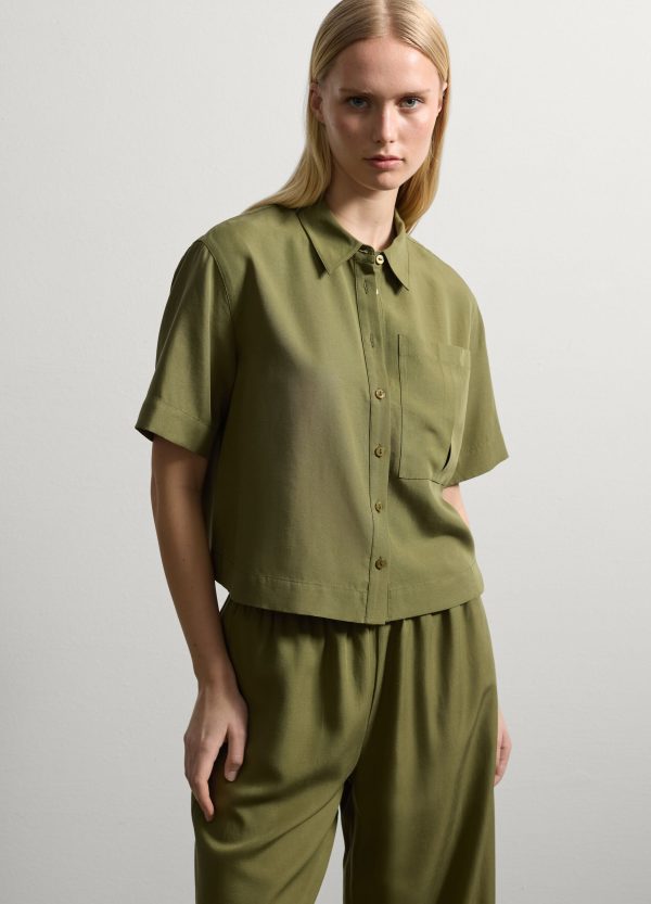 Shacket cropped con tasca