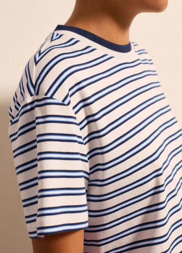 T-shirt in cotone a righe orizzontali - Image 3