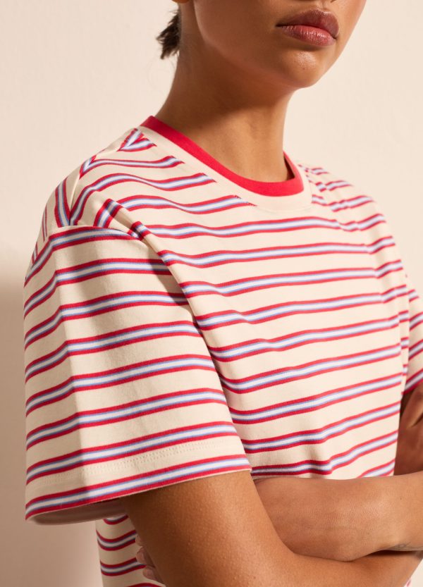 T-shirt in cotone a righe orizzontali - Image 3