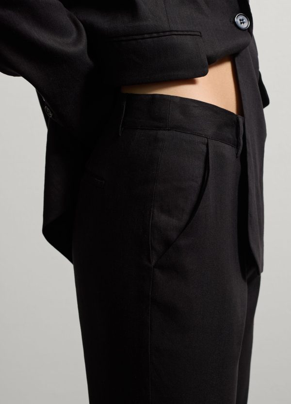 Pantalone slim fit in lino e viscosa stretch - Image 3