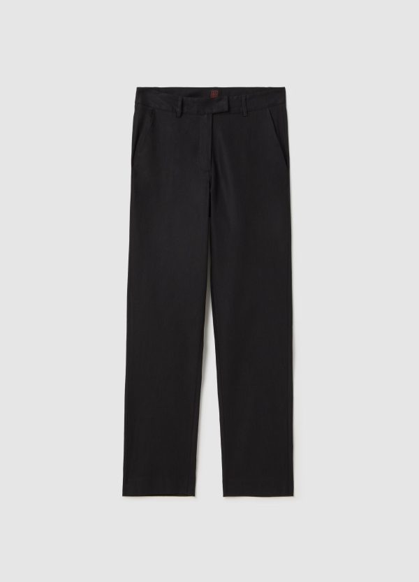 Pantalone slim fit in lino e viscosa stretch - Image 5