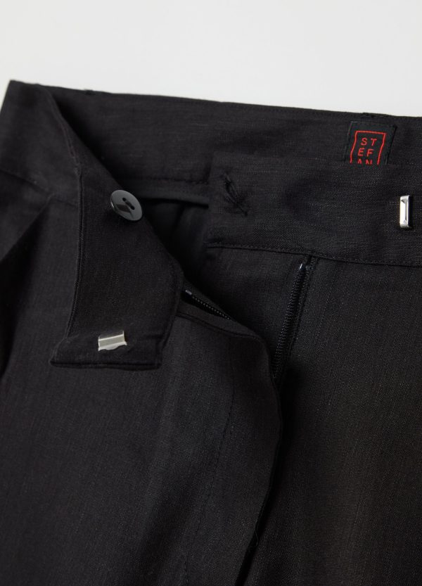 Pantalone slim fit in lino e viscosa stretch - Image 6