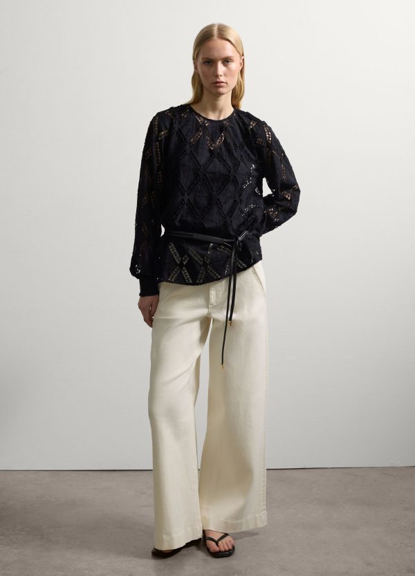 Blusa intarsiata con motivo a rombi