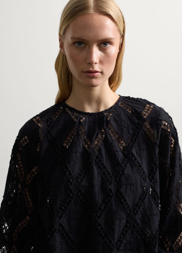Blusa intarsiata con motivo a rombi - Image 2