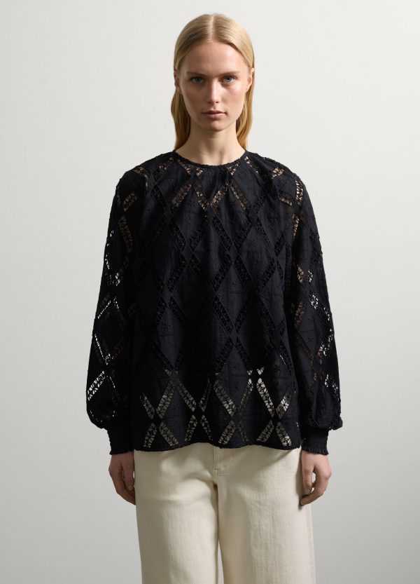 Blusa intarsiata con motivo a rombi - Image 3