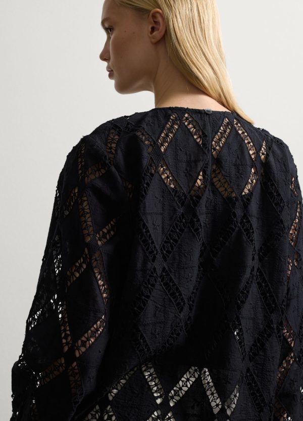 Blusa intarsiata con motivo a rombi - Image 4