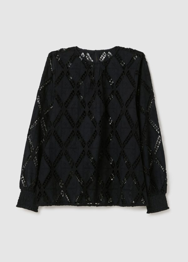 Blusa intarsiata con motivo a rombi - Image 5