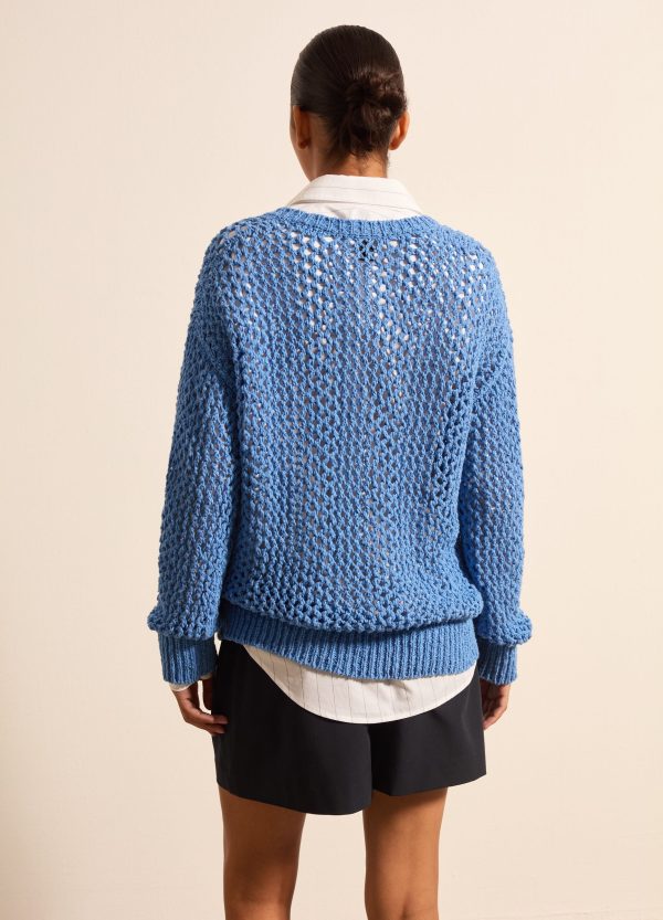 Pullover oversize traforato con scollo a V - Image 4