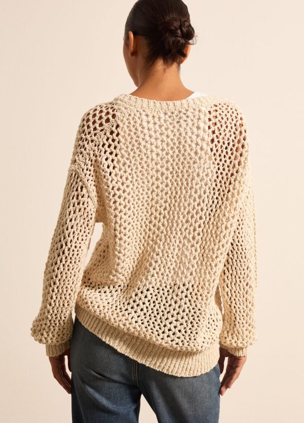 Pullover oversize traforato con scollo a V - Image 4