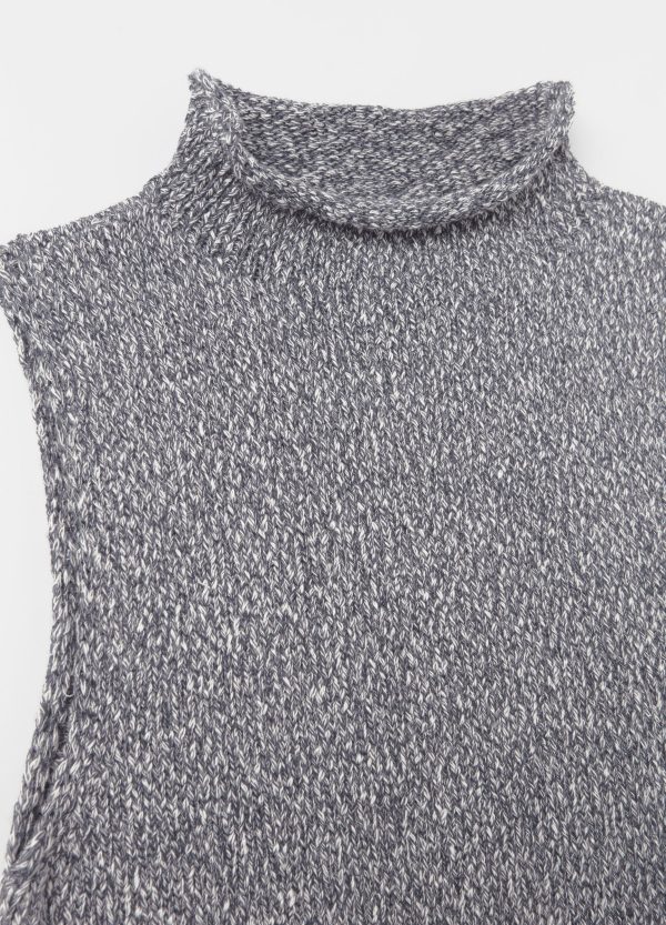 Maglia smanicata bicolore effetto mouliné - Image 6