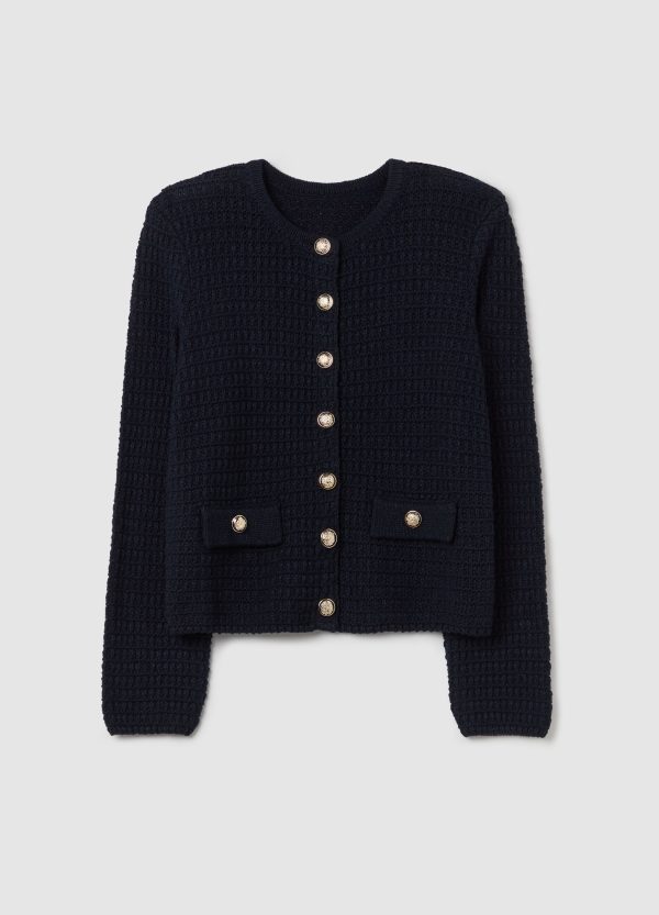 Giacca cardigan crochet con bottoni dorati - Image 5