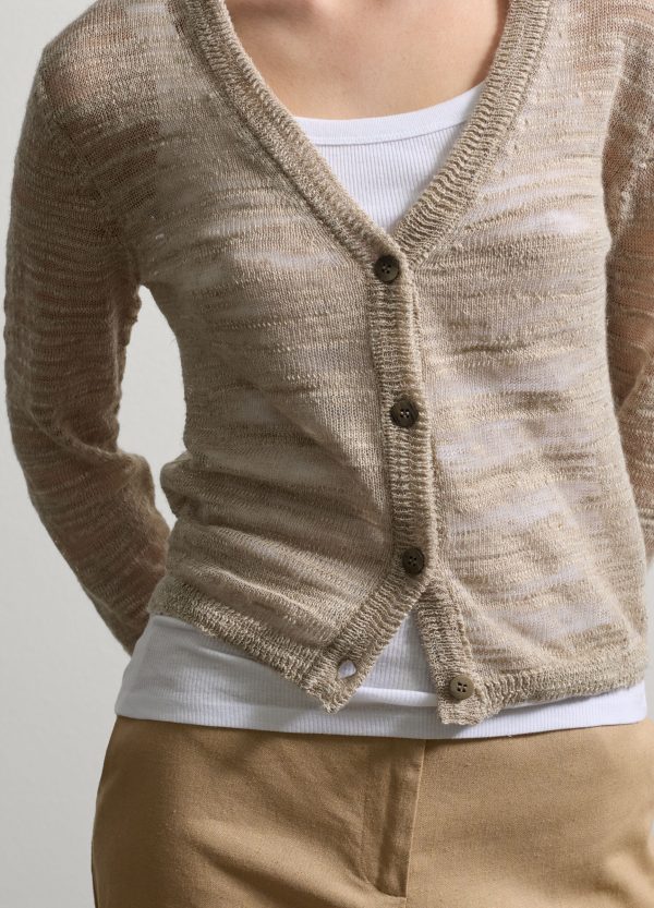 Cardigan mélange con scollo a V - Image 3