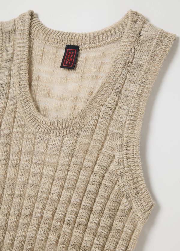 Tank top in misto lino a coste - Image 6