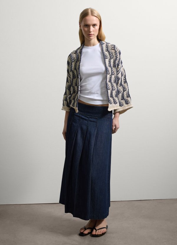 Cardigan aperto con motivo a contrasto