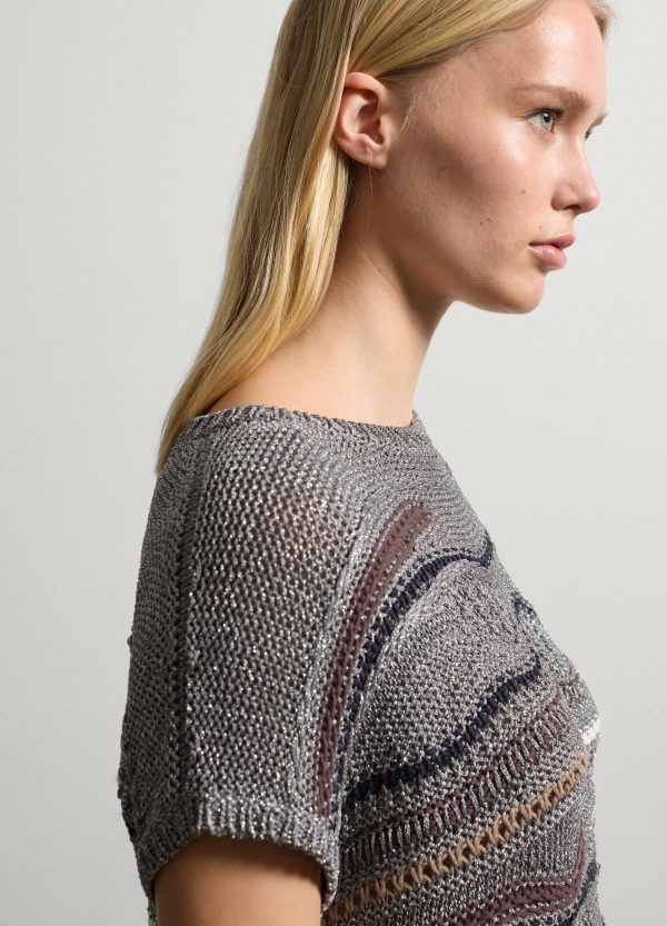 Maglia in lurex con dettagli a contrasto - Image 3