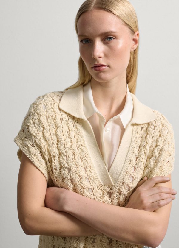 Maglia crochet con scollo a polo - Image 3