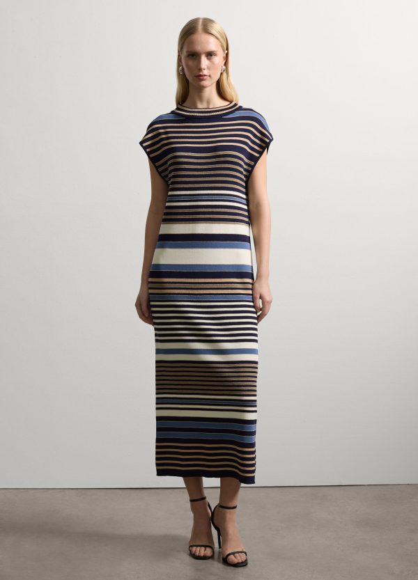 Vestito lungo a righe con lurex