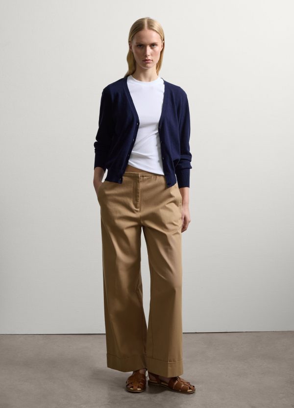 Cardigan in cotone e lino scollo a V