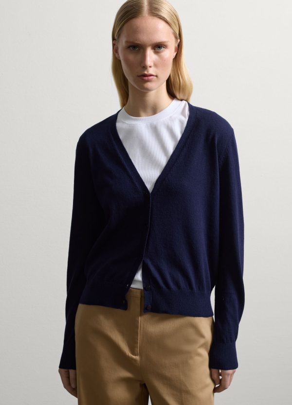 Cardigan in cotone e lino scollo a V - Image 2