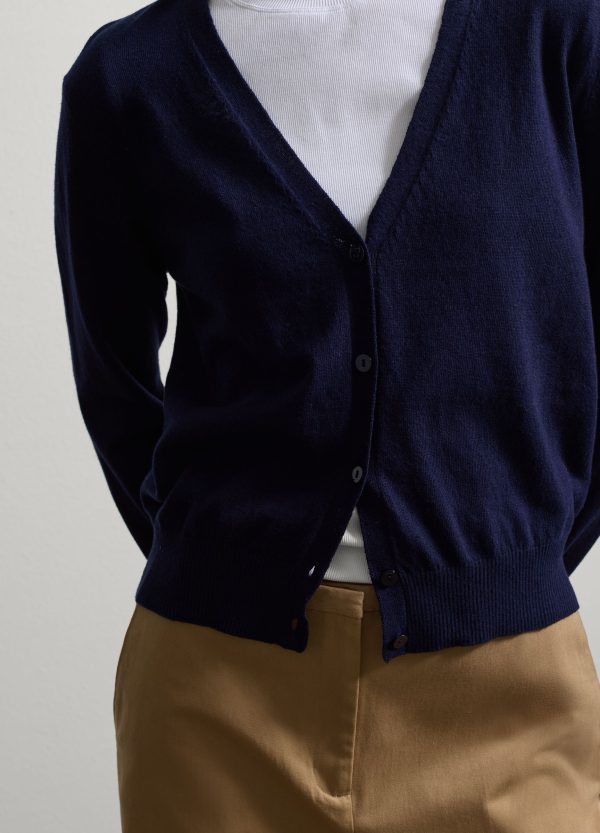 Cardigan in cotone e lino scollo a V - Image 3