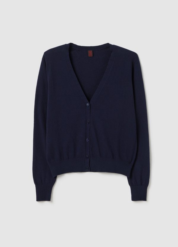 Cardigan in cotone e lino scollo a V - Image 5