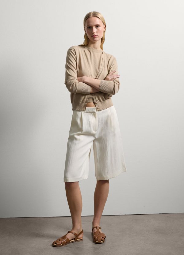Cardigan in cotone e lino scollo a V