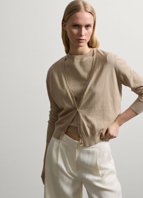 Cardigan in cotone e lino scollo a V - Image 2