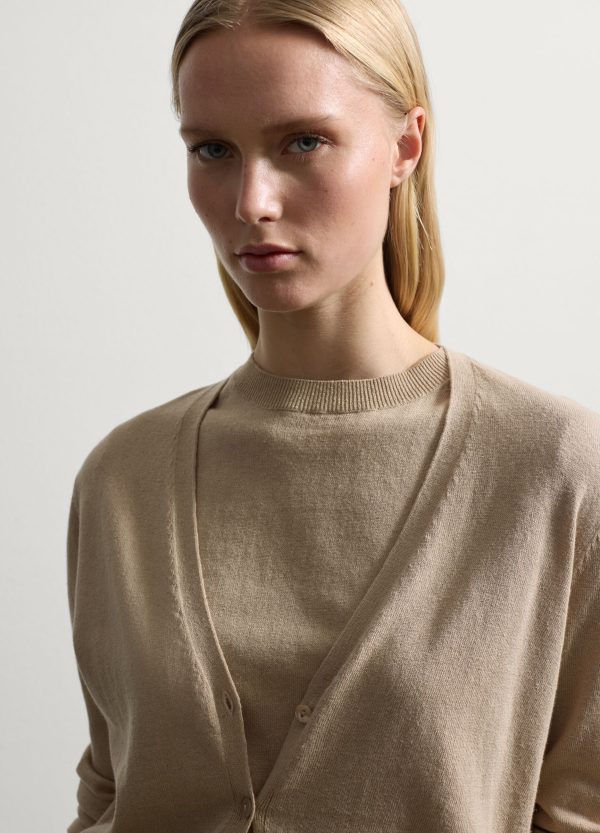 Cardigan in cotone e lino scollo a V - Image 3