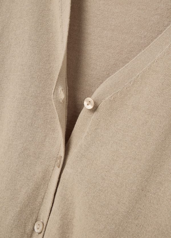 Cardigan in cotone e lino scollo a V - Image 6