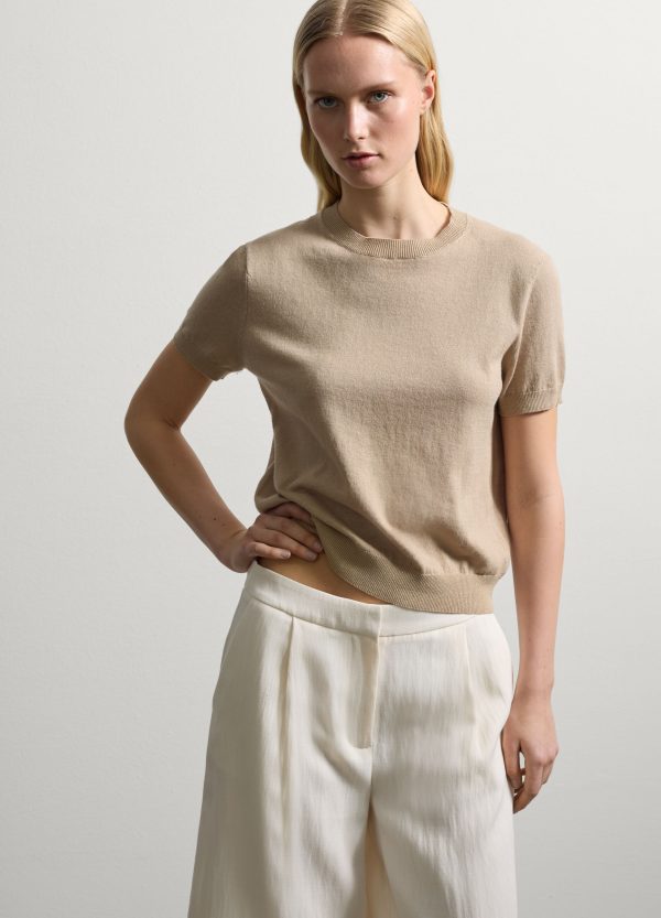 Maglia a maniche corte in cotone e lino - Image 3