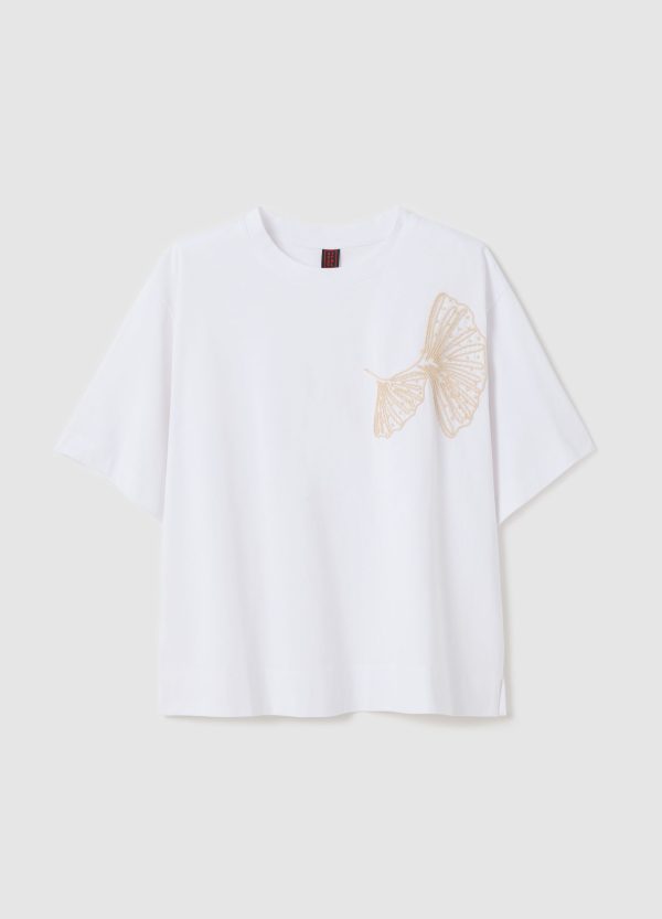 T-shirt in cotone con ricamo