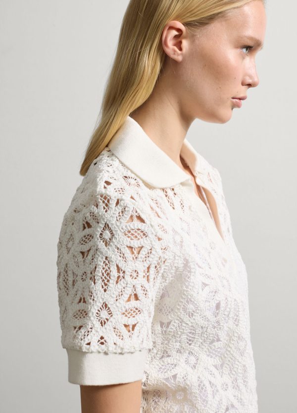 Maglia in pizzo con scollo a polo - Image 3