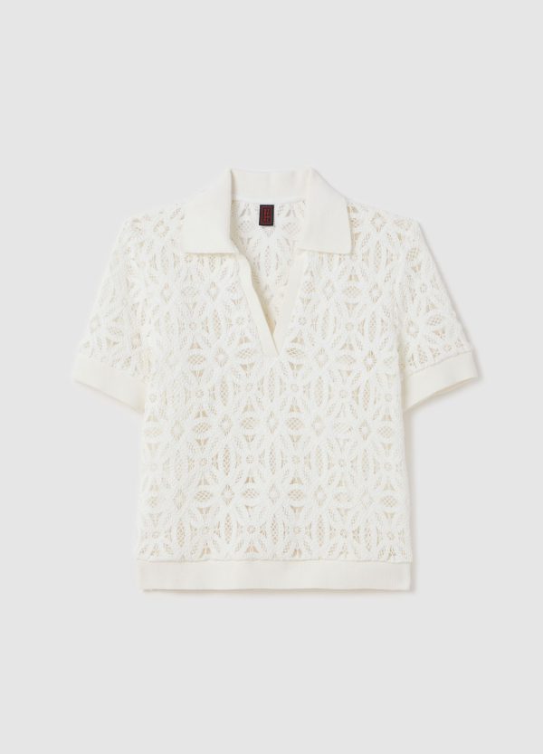 Maglia in pizzo con scollo a polo - Image 5