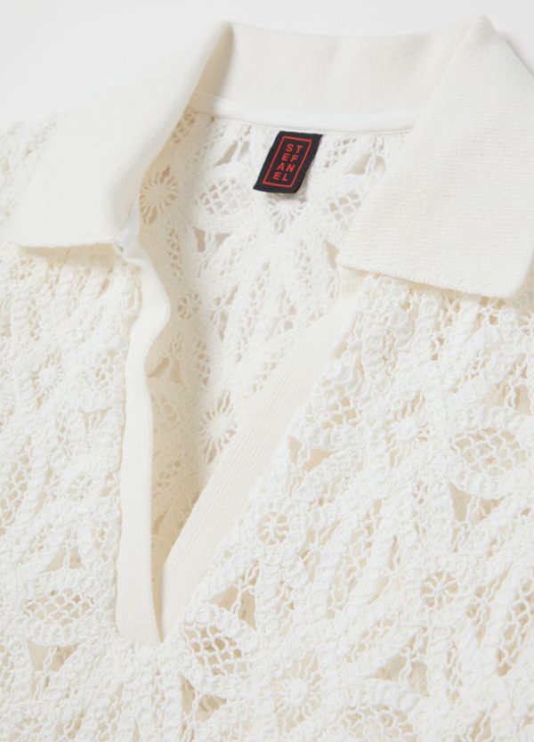 Maglia in pizzo con scollo a polo - Image 6