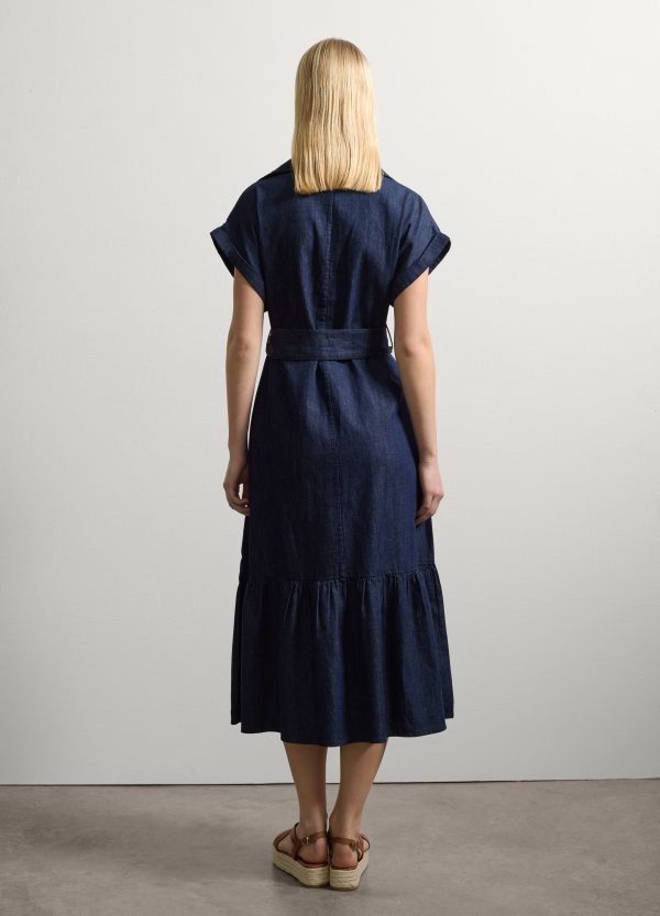 Vestito chemisier in denim con balza - Image 4
