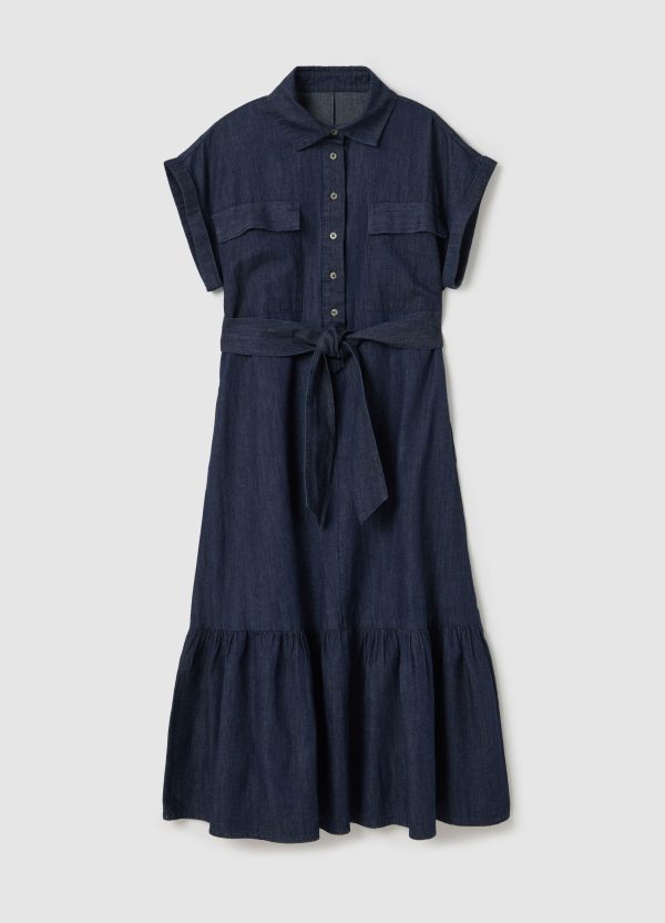 Vestito chemisier in denim con balza - Image 5