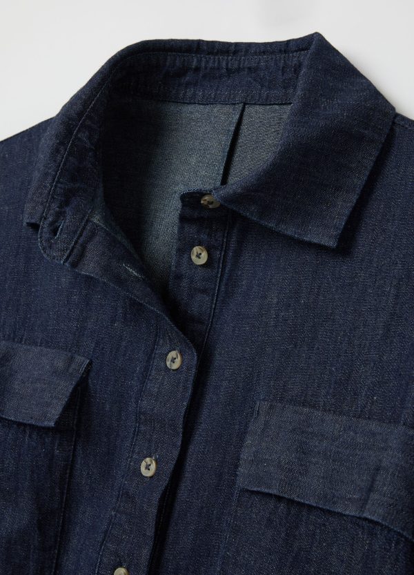 Vestito chemisier in denim con balza - Image 6